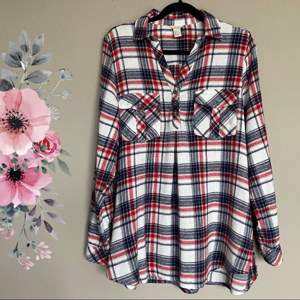 Forever 21 Plaid Long Sleeve Shirt/Tunic